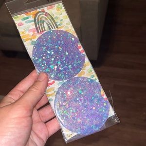 Resin Purple Glitter Car Coasters